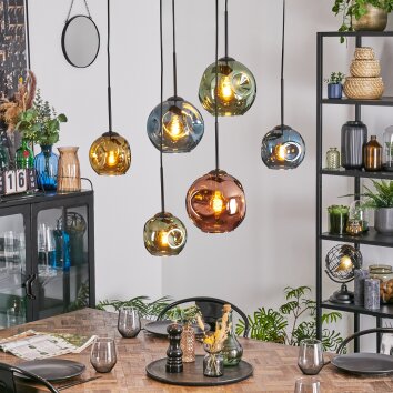 Ripoll lampa wisząca, kula świetlna, lampa wisząca niebeieski, złoty, zielony, miedziany, 6-punktowe