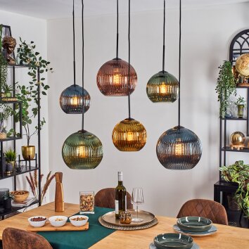 Koyoto Lampa wisząca, Kula świetlna, Lampa wisząca Niebeieski, Złoty, Zielony, W kolorze miedzi, 6-punktowe Koyoto Lampa wisząca, Kula świetlna, Lampa wisząca Niebeieski, Złoty, Zielony, W kolorze miedzi, 6-punktowe