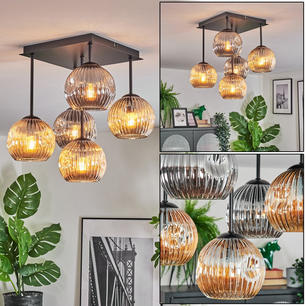 Ripoll Lampa sufitowa, Kula świetlna W kolorze bursztynu, Przydymiony, 5-punktowe main product photo
