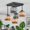 Ripoll Lampa sufitowa, Kula świetlna W kolorze bursztynu, Przydymiony, 5-punktowe