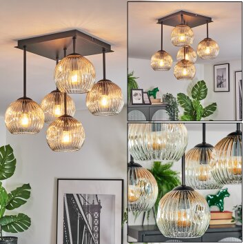 Ripoll Lampa sufitowa, Kula świetlna W kolorze bursztynu, Przezroczysty, 5-punktowe Ripoll Lampa sufitowa, Kula świetlna W kolorze bursztynu, Przezroczysty, 5-punktowe