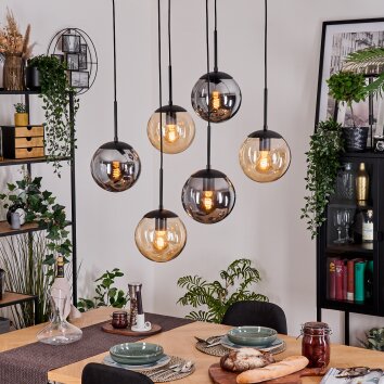 Gastor Lampa wisząca, Kula świetlna, Lampa wisząca W kolorze bursztynu, Przydymiony, 6-punktowe Gastor Lampa wisząca, Kula świetlna, Lampa wisząca W kolorze bursztynu, Przydymiony, 6-punktowe