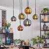 Koyoto lampa wisząca, kula świetlna, lampa wisząca niebeieski, złoty, zielony, miedziany, 6-punktowe