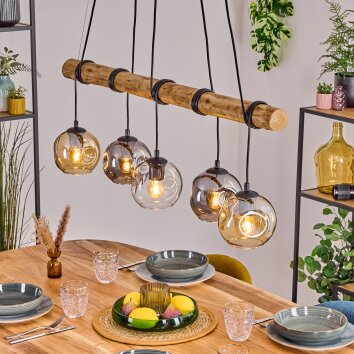 Ripoll lampa wisząca, kula świetlna, lampa wisząca kolory naturalne, czarny, 5-punktowe