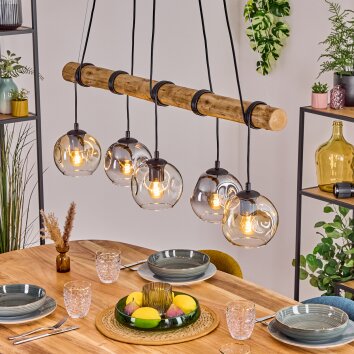 Ripoll lampa wisząca, kula świetlna, lampa wisząca kolory naturalne, czarny, 5-punktowe