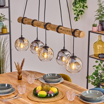 Ripoll lampa wisząca, kula świetlna, lampa wisząca kolory naturalne, czarny, 5-punktowe