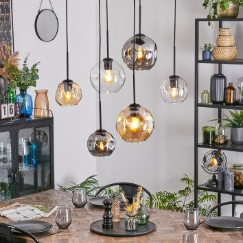 Ripoll Lampa wisząca, Kula świetlna, Lampa wisząca W kolorze bursztynu, Przezroczysty, Przydymiony, 6-punktowe