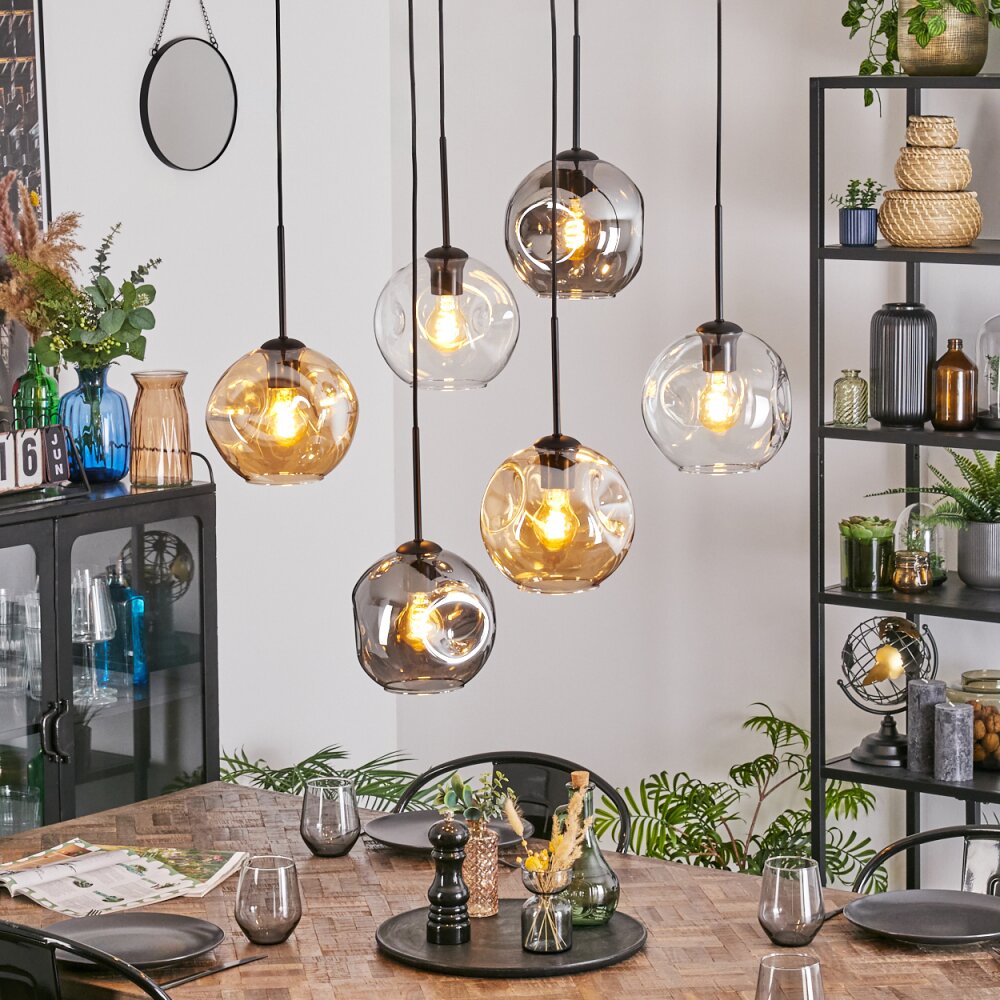 Ripoll Lampa wisząca, Kula świetlna, Lampa wisząca W kolorze bursztynu, Przezroczysty, Przydymiony, 6-punktowe main product photo