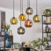 Ripoll lampa wisząca, kula świetlna, lampa wisząca niebeieski, złoty, zielony, miedziany, 6-punktowe