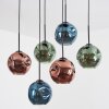 Ripoll lampa wisząca, kula świetlna, lampa wisząca niebeieski, zielony, miedziany, 6-punktowe