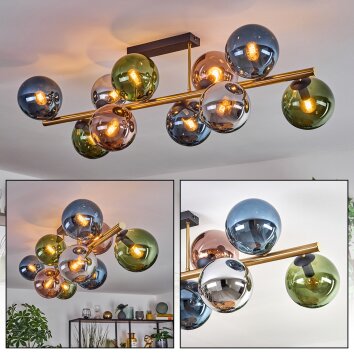 Gastor lampa sufitowa, kula świetlna złoty, czarny, 10-punktowe