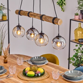 Koyoto lampa wisząca, kula świetlna, lampa wisząca kolory naturalne, czarny, 4-punktowe