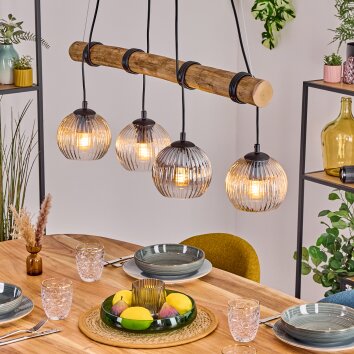 Koyoto lampa wisząca, kula świetlna, lampa wisząca kolory naturalne, czarny, 4-punktowe