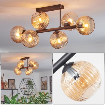 Koyoto Lampa sufitowa, Kula świetlna W kolorze bursztynu, 6-punktowe Koyoto Lampa sufitowa, Kula świetlna W kolorze bursztynu, 6-punktowe