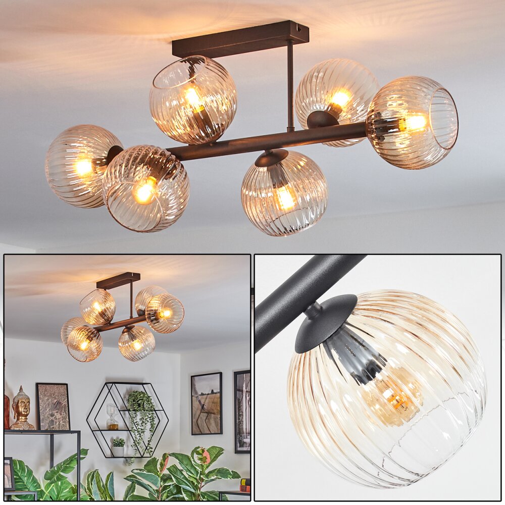 Koyoto Lampa sufitowa, Kula świetlna W kolorze bursztynu, Przezroczysty, 6-punktowe main product photo