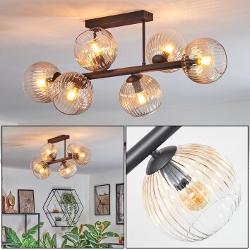 Koyoto Lampa sufitowa, Kula świetlna W kolorze bursztynu, Przezroczysty, 6-punktowe Koyoto Lampa sufitowa, Kula świetlna W kolorze bursztynu, Przezroczysty, 6-punktowe