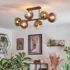 Koyoto lampa sufitowa, kula świetlna niebeieski, złoty, zielony, przezroczysty, miedziany, 6-punktowe