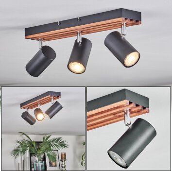 Orlan lampa sufitowa, spot sufitowy chrom, kolory naturalne, czarny, 3-punktowe