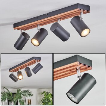Orlan Lampa sufitowa, Spot sufitowy Chrom, Ecru, Czarny, 4-punktowe