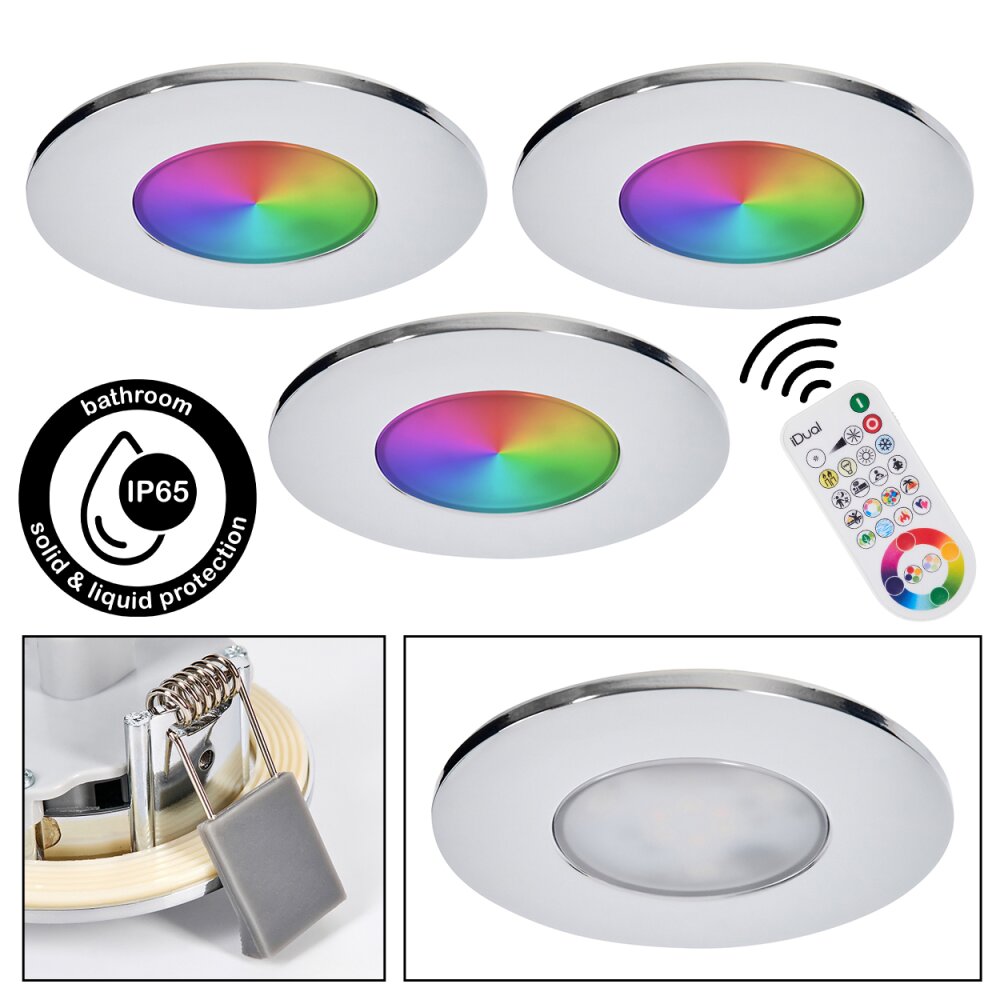 Paron Oprawa wpuszczana sufitowa, Spot sufitowy, Oprawa wpuszczana LED Chrom, 3-punktowe, Zdalne sterowanie main product photo