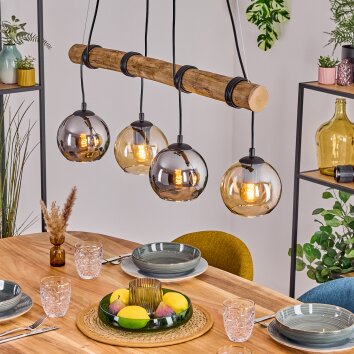 Koyoto lampa wisząca, kula świetlna, lampa wisząca kolory naturalne, czarny, 4-punktowe