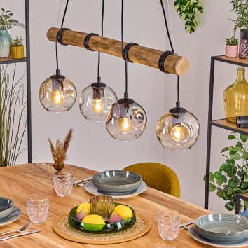 Ripoll lampa wisząca, kula świetlna, lampa wisząca kolory naturalne, czarny, 4-punktowe