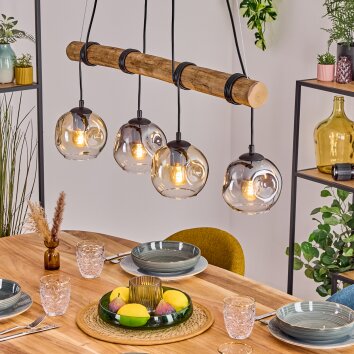 Ripoll lampa wisząca, kula świetlna, lampa wisząca kolory naturalne, czarny, 4-punktowe
