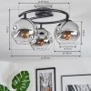 Ripoll Lampa sufitowa, Kula świetlna Chrom, Przezroczysty, Przydymiony, 3-punktowe