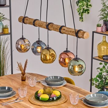 Ripoll Lampa wisząca, Kula świetlna, Lampa wisząca Ecru, Czarny, 5-punktowe