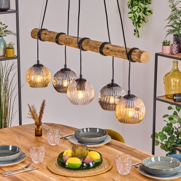 Ripoll lampa wisząca, kula świetlna, lampa wisząca kolory naturalne, czarny, 5-punktowe