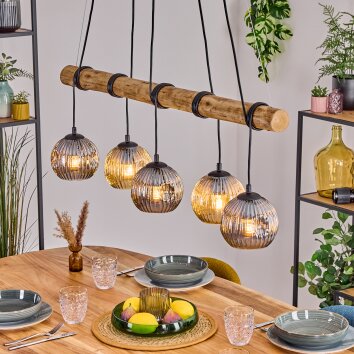 Ripoll lampa wisząca, kula świetlna, lampa wisząca kolory naturalne, czarny, 5-punktowe