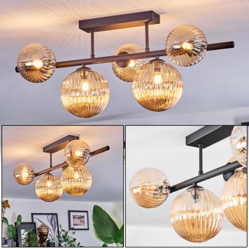Chehalis Lampa sufitowa, Kula świetlna W kolorze bursztynu, 5-punktowe