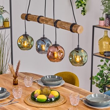 Ripoll lampa wisząca, kula świetlna, lampa wisząca kolory naturalne, czarny, 4-punktowe