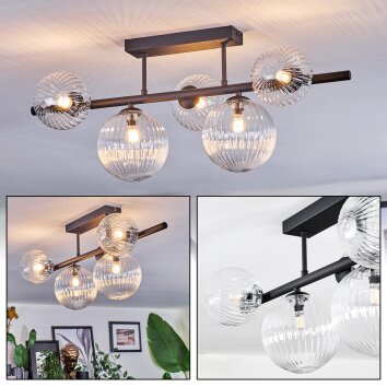 Chehalis lampa sufitowa, kula świetlna przezroczysty, 5-punktowe