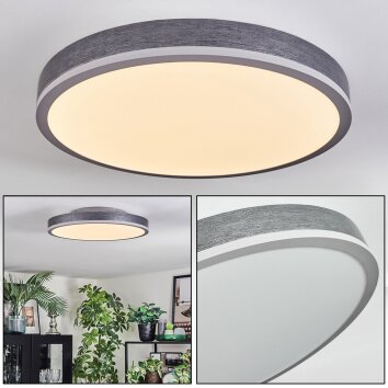 Salmi Lampa sufitowa, Panel LED Szary, Srebrny, 1-punktowy