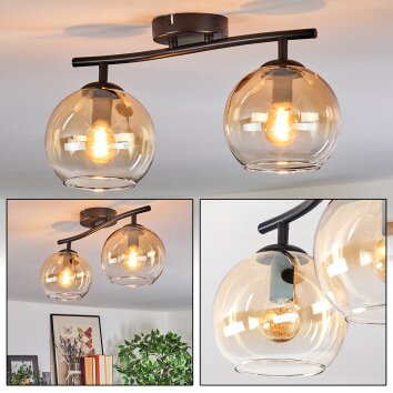 Koyoto Lampa sufitowa, Kula świetlna W kolorze bursztynu, Przezroczysty, 2-punktowe Koyoto Lampa sufitowa, Kula świetlna W kolorze bursztynu, Przezroczysty, 2-punktowe
