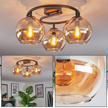 Koyoto Lampa sufitowa, Kula świetlna 37 cm W kolorze bursztynu, 3-punktowe Koyoto Lampa sufitowa, Kula świetlna 37 cm W kolorze bursztynu, 3-punktowe
