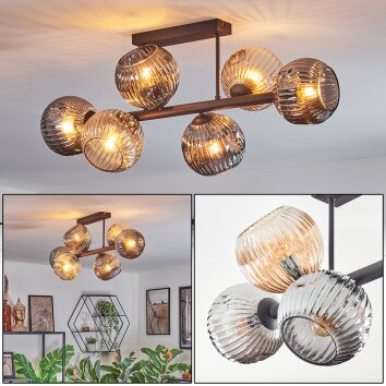 Ripoll Lampa sufitowa, Kula świetlna W kolorze bursztynu, Przydymiony, 6-punktowe Ripoll Lampa sufitowa, Kula świetlna W kolorze bursztynu, Przydymiony, 6-punktowe