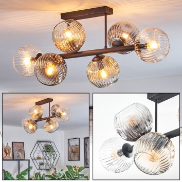Ripoll lampa sufitowa, kula świetlna bursztynowy, przezroczysty, przydymiony, 6-punktowe