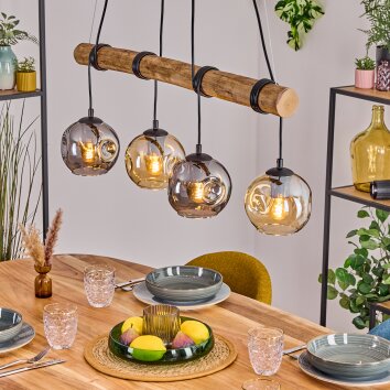 Ripoll lampa wisząca, kula świetlna, lampa wisząca kolory naturalne, czarny, 4-punktowe