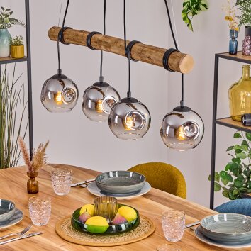 Ripoll lampa wisząca, kula świetlna, lampa wisząca kolory naturalne, czarny, 4-punktowe