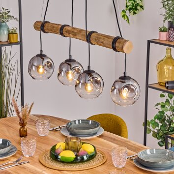 Ripoll lampa wisząca, kula świetlna, lampa wisząca kolory naturalne, czarny, 4-punktowe