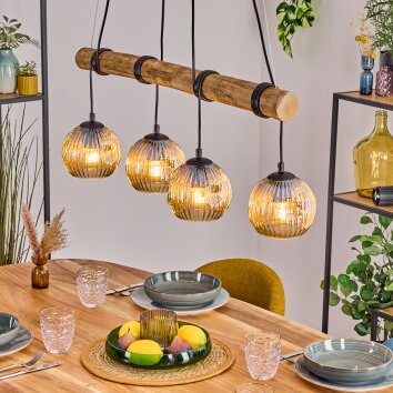 Ripoll lampa wisząca, kula świetlna, lampa wisząca kolory naturalne, czarny, 4-punktowe