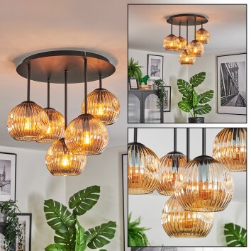 Ripoll Lampa sufitowa, Kula świetlna W kolorze bursztynu, 5-punktowe