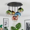 Koyoto lampa sufitowa, kula świetlna niebeieski, złoty, zielony, przezroczysty, miedziany, 5-punktowe