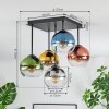 Koyoto lampa sufitowa, kula świetlna 37 cm niebeieski, złoty, zielony, przezroczysty, miedziany, przydymiony, 5-punktowe