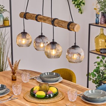 Ripoll Lampa wisząca, Kula świetlna, Lampa wisząca Ecru, Czarny, 4-punktowe