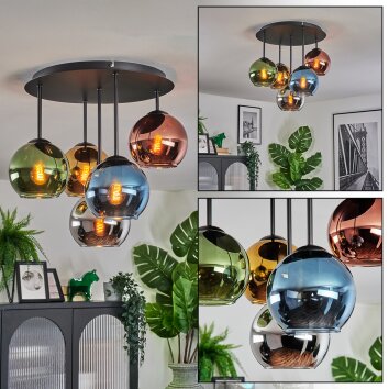 Koyoto lampa sufitowa, kula świetlna 45 cm niebeieski, chrom, złoty, zielony, miedziany, przydymiony, 5-punktowe
