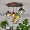 Gastor lampa sufitowa, kula świetlna 37 cm niebeieski, chrom, zielony, przezroczysty, miedziany, przydymiony, 5-punktowe
