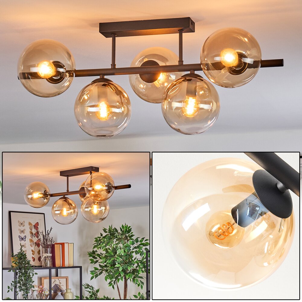 Gastor Lampa sufitowa, Kula świetlna W kolorze bursztynu, Przezroczysty, 5-punktowe main product photo